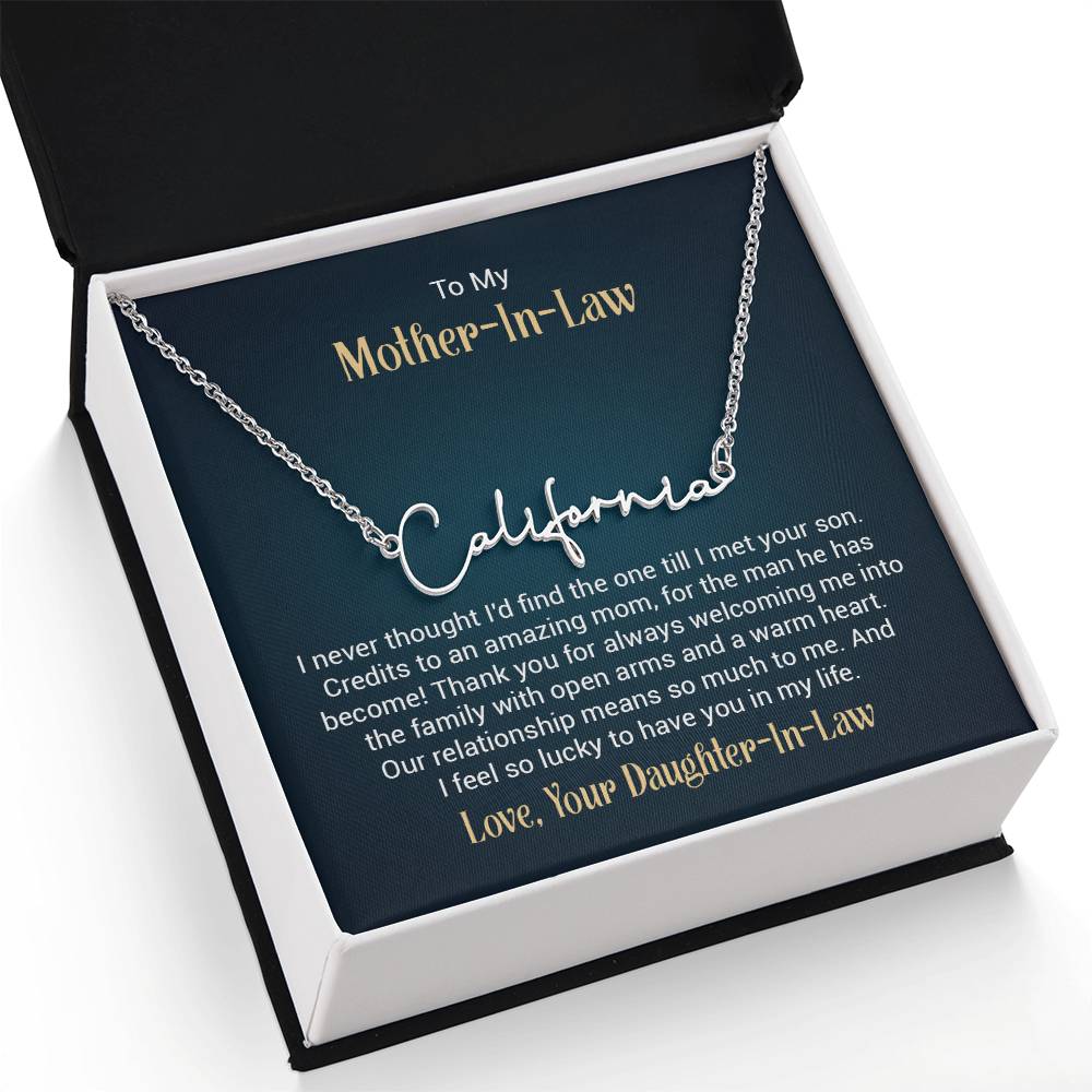 Signature Name Necklace - For Mother-in-Law