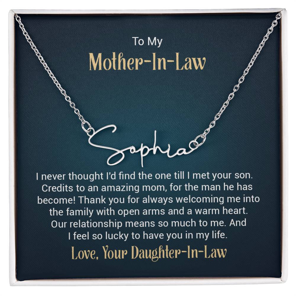 Signature Name Necklace - For Mother-in-Law