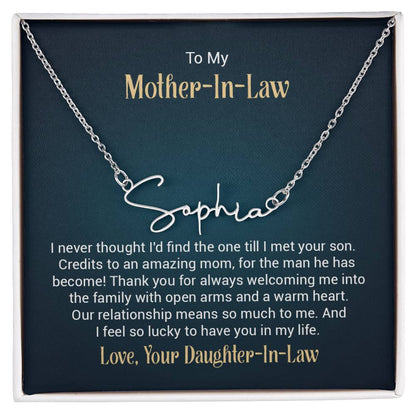 Signature Name Necklace - For Mother-in-Law