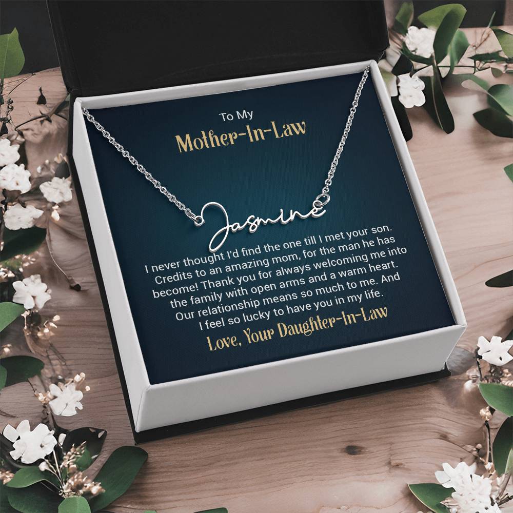 Signature Name Necklace - For Mother-in-Law