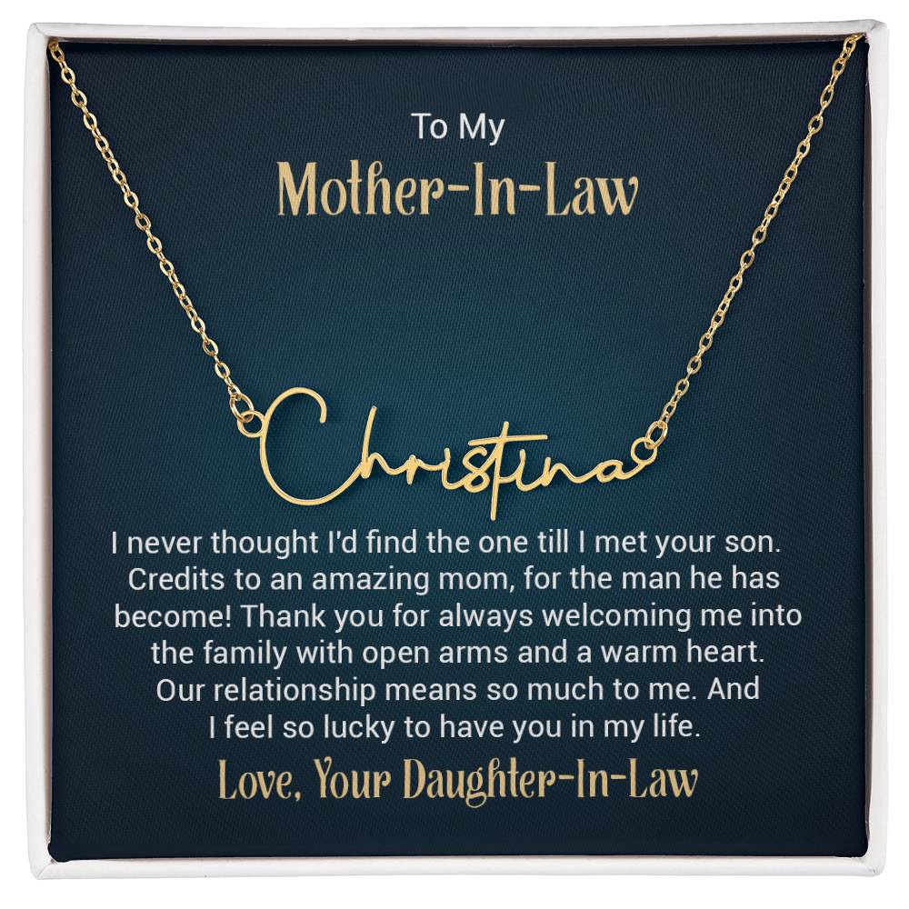 Signature Name Necklace - For Mother-in-Law