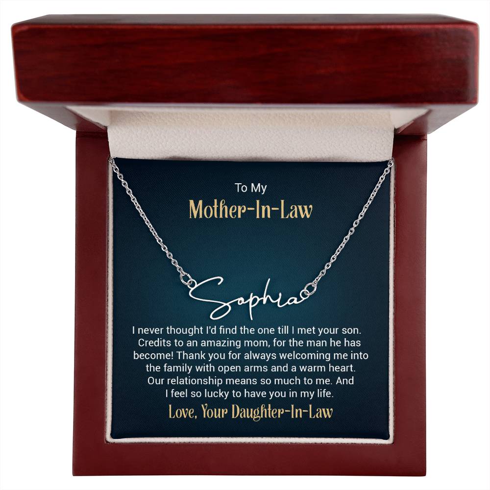 Signature Name Necklace - For Mother-in-Law