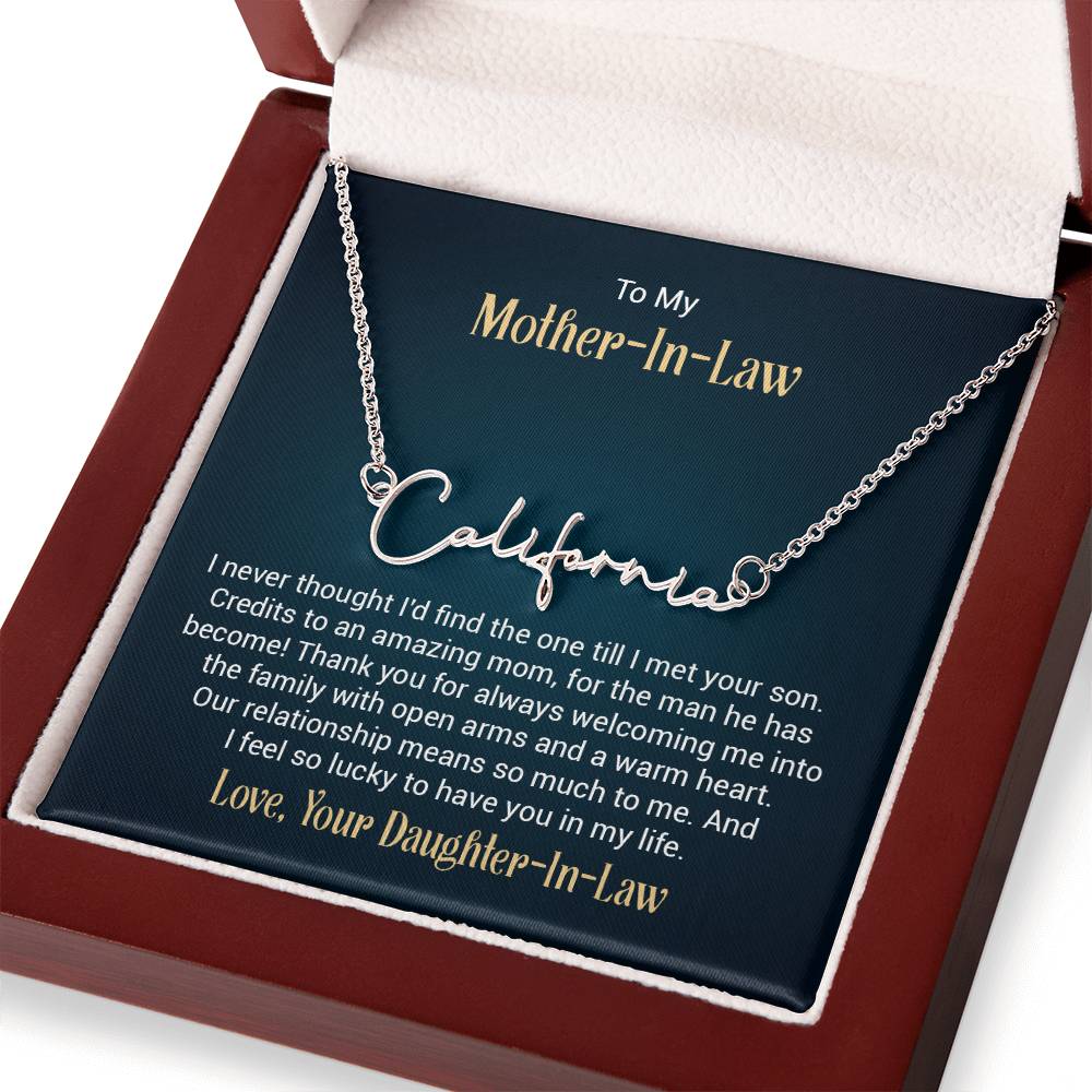 Signature Name Necklace - For Mother-in-Law