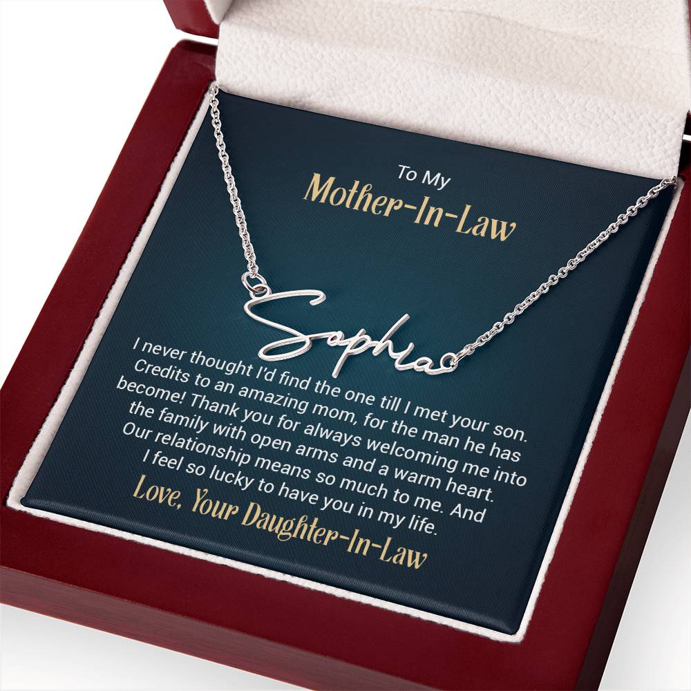 Signature Name Necklace - For Mother-in-Law