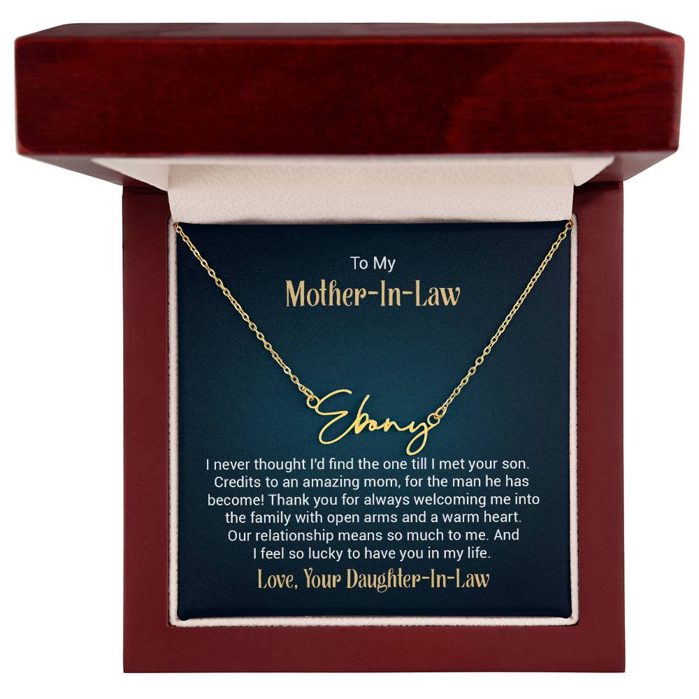 Signature Name Necklace - For Mother-in-Law