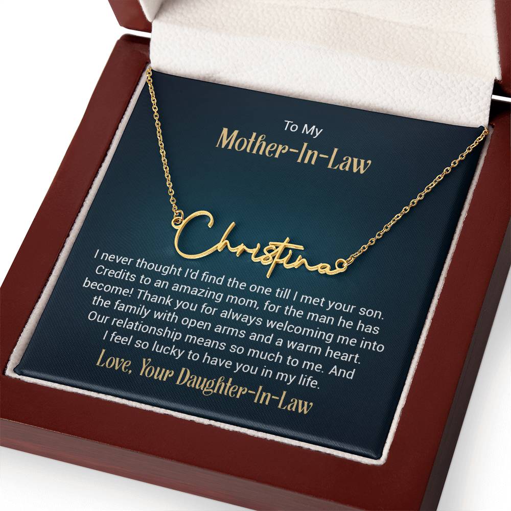 Signature Name Necklace - For Mother-in-Law